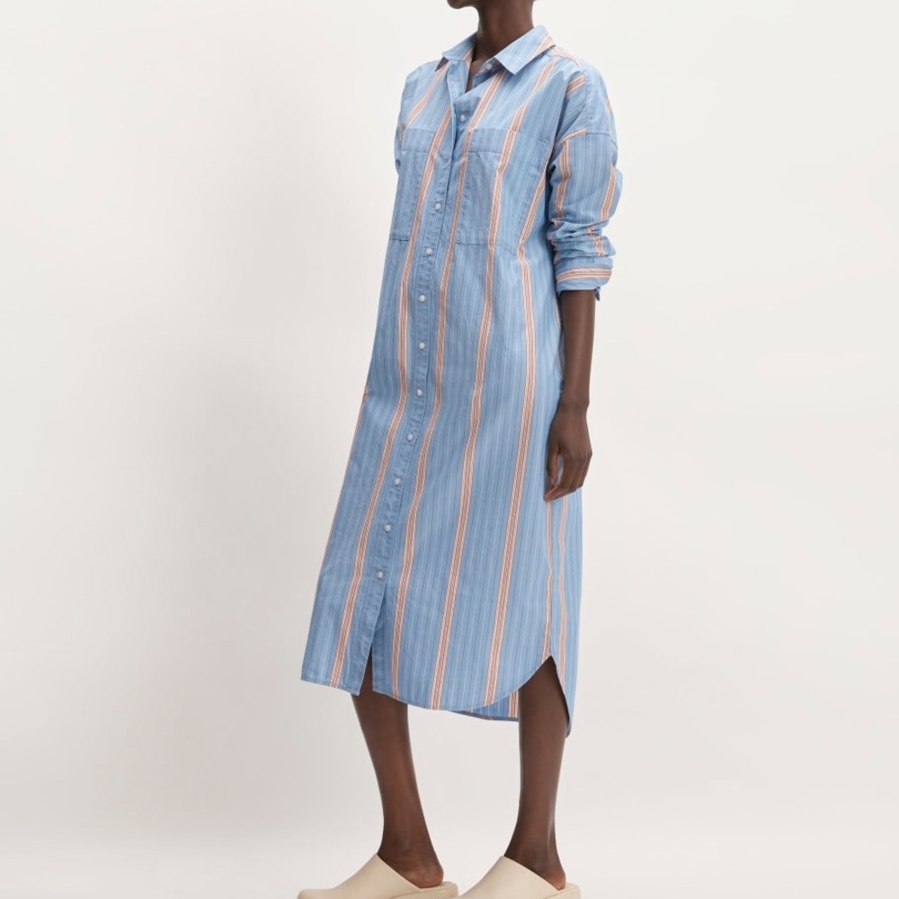 Everlane The Midi Cotton Striped Long Sleeve Shirt Dress - NWOT - Size Medium